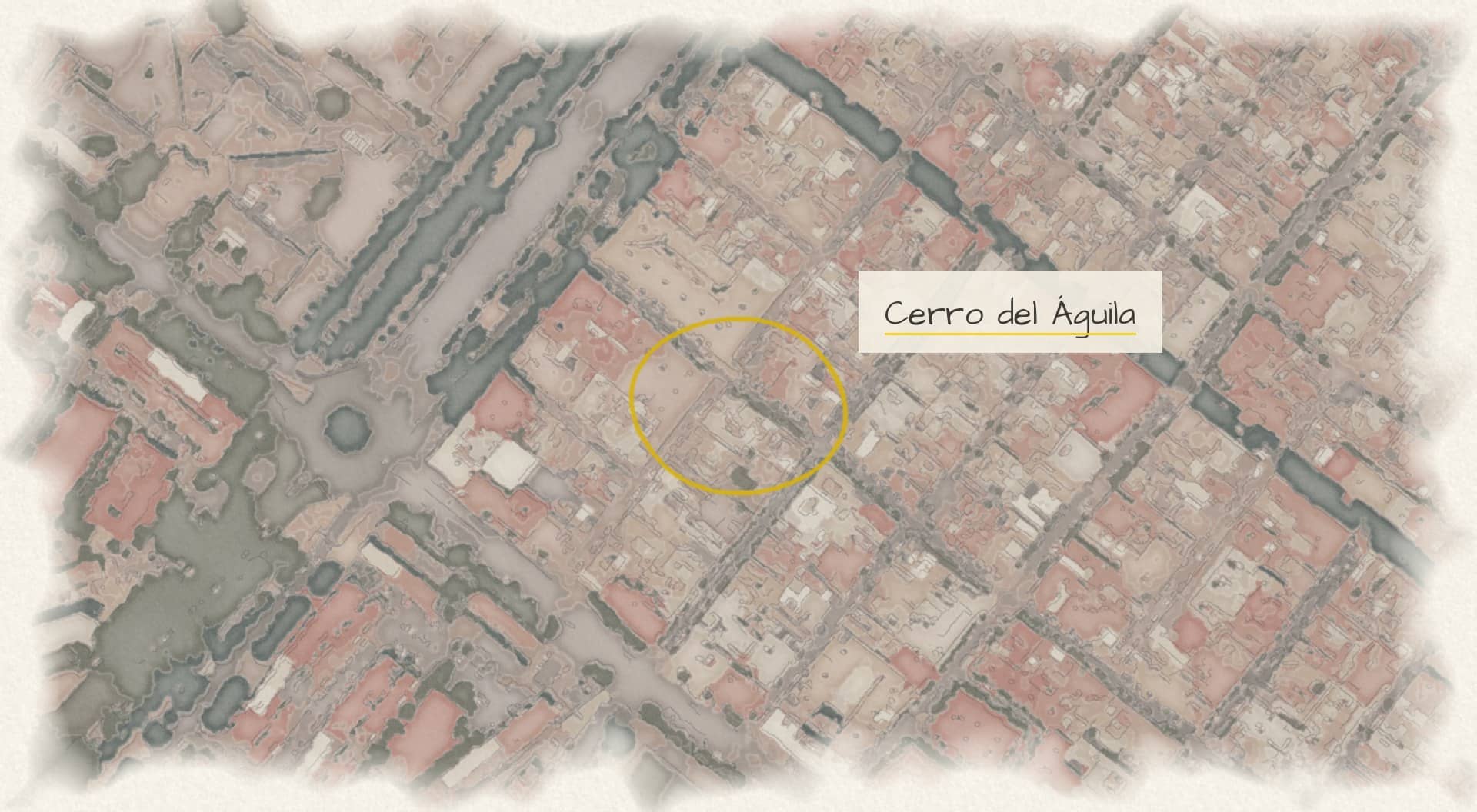 Casa Párroco, Seville: situation in watercolor based on PNOA orthophoto
