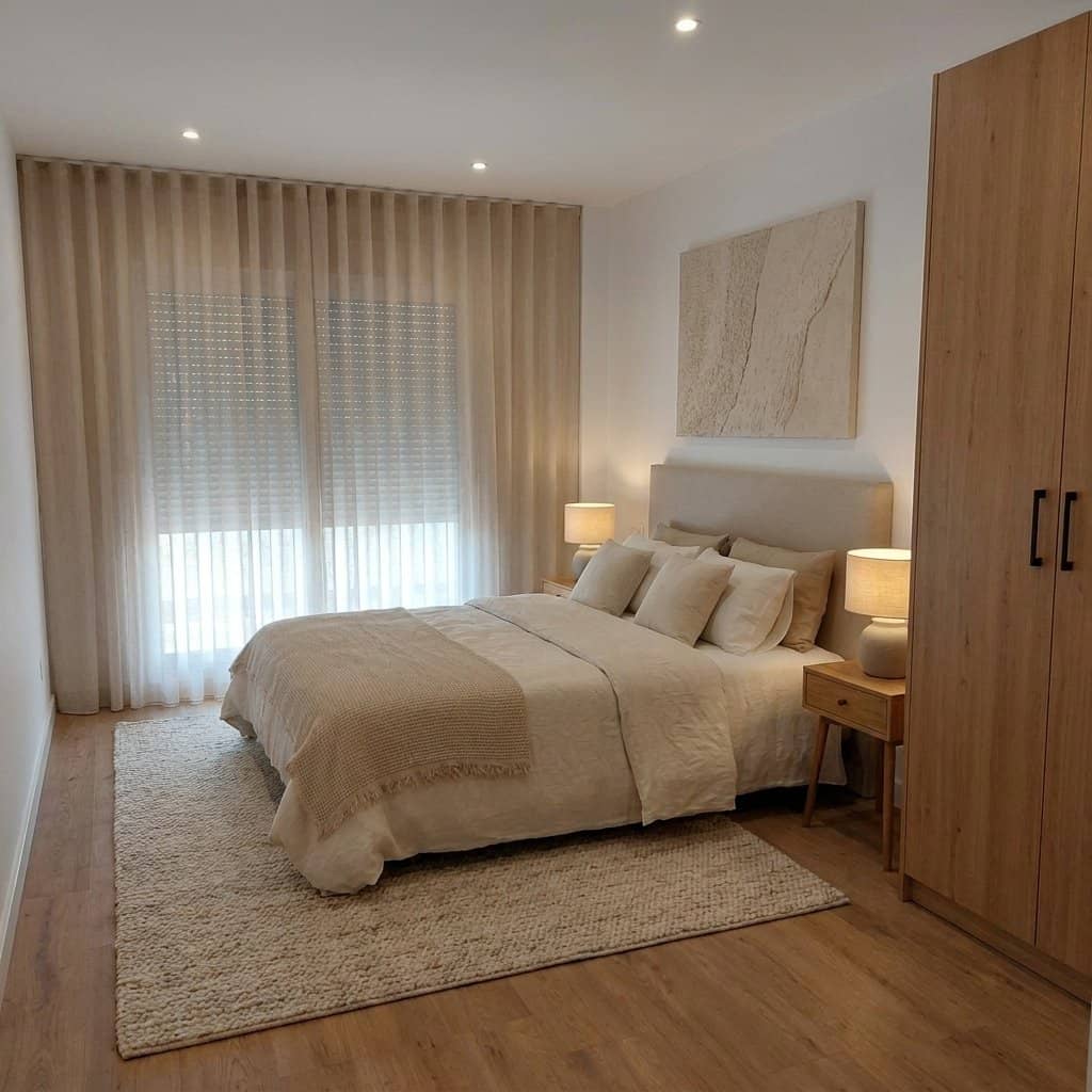 Recreación de un dormitorio tipo del Edificio Nuestra Señora. Imagen generada con IA, no contractual; mobiliario no incluido