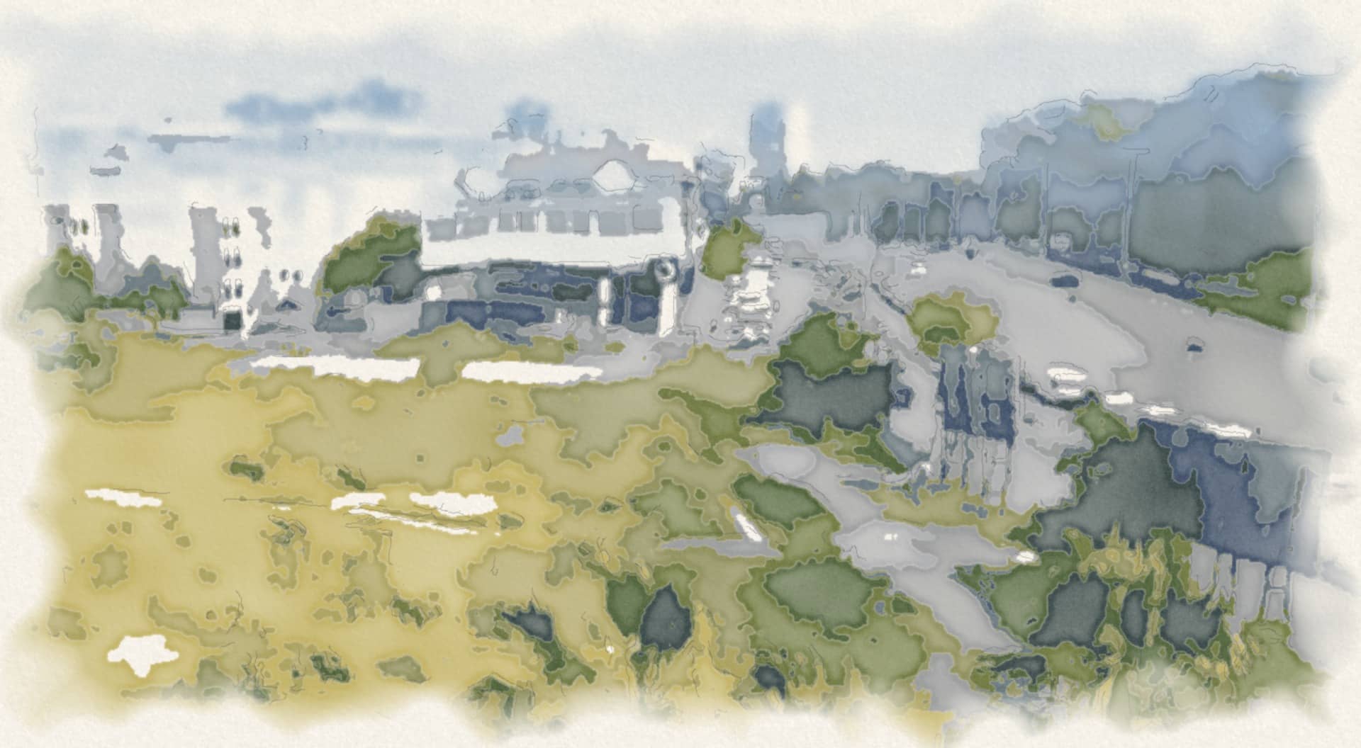 Edificio Rosario, Algeciras: watercolor of the avenue