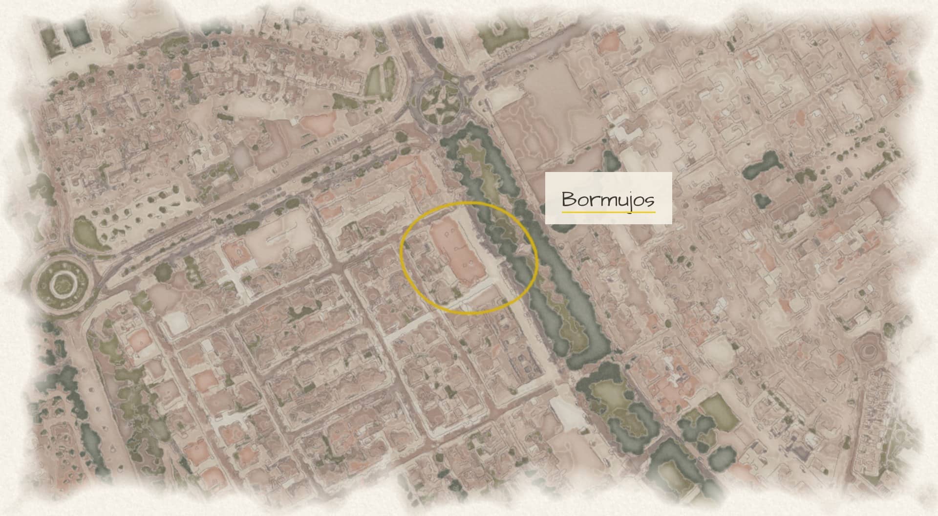 Lirus, Bormujos: situation in watercolor based on PNOA orthophoto