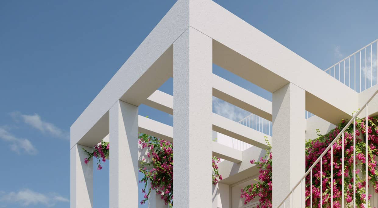 Infografia do projeto Ronda de la Feria: pérgola da varanda