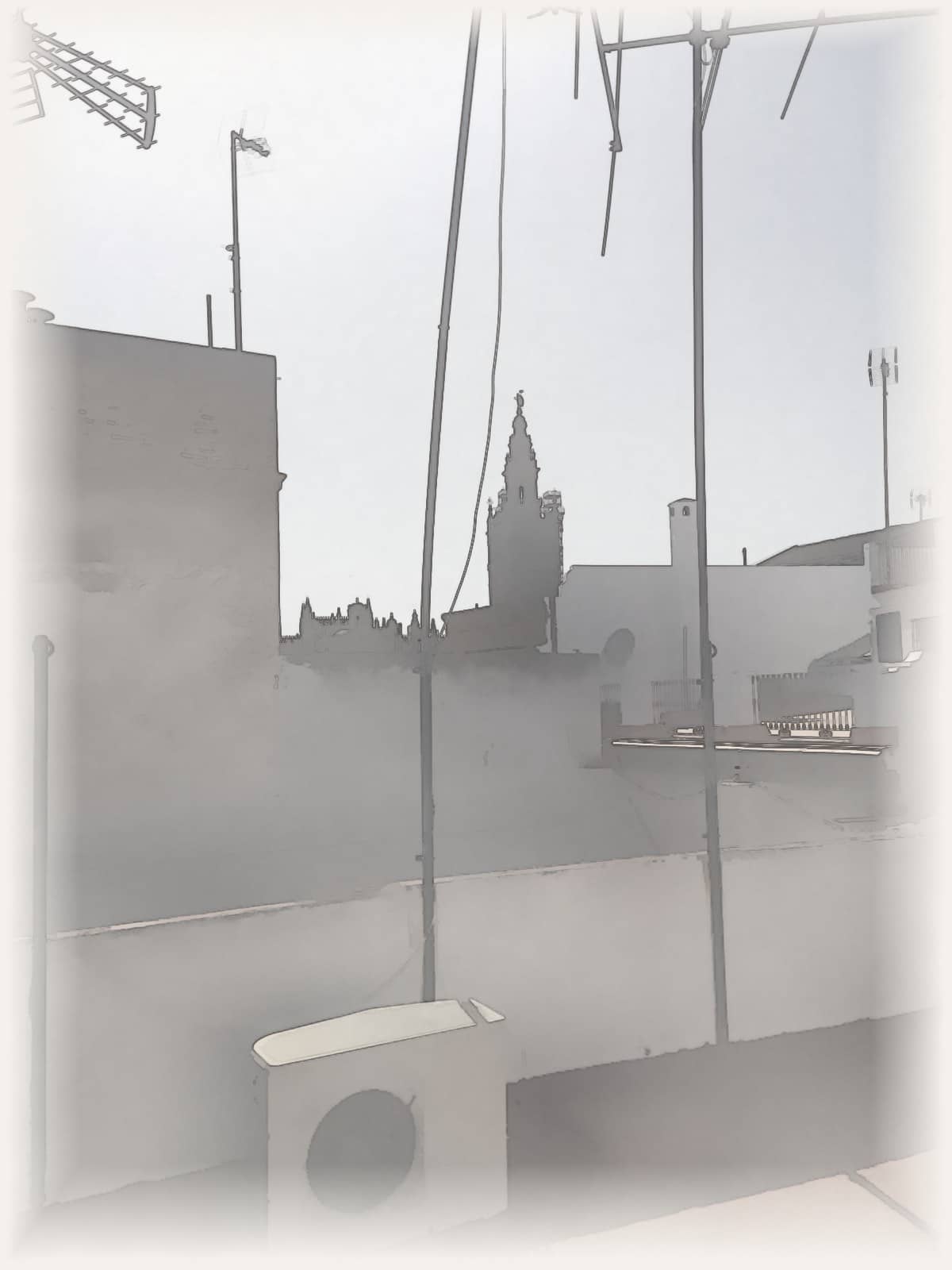 Ilustración en acuarela de la azotea con vistas a la Giralda