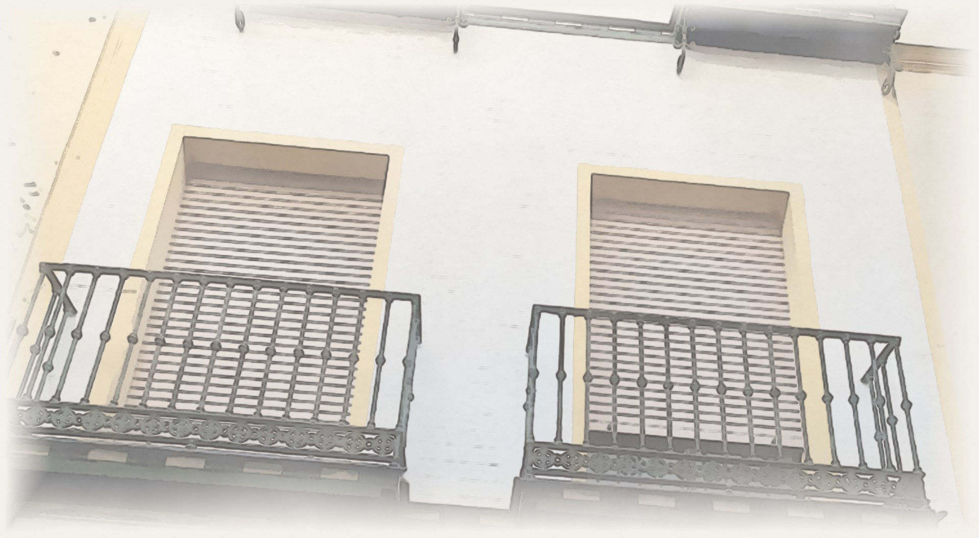 Ilustración en acuarela de la fachada de la casa de la calle Ximénez de Enciso, Sevilla